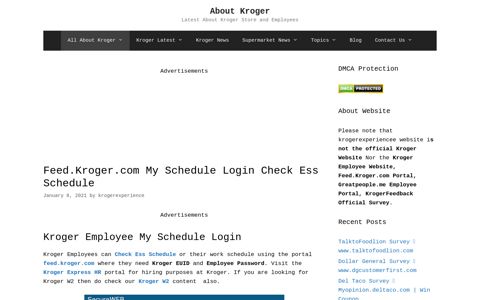 Feed.Kroger.com My Schedule Login 🤑 Kroger ESchedule