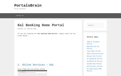 Kal Booking Home - Online Services - Kal - PortalsBrain - Portal ...