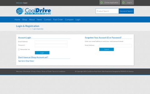 Login & Registration - CoolDrive Auto Parts