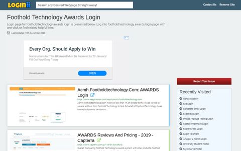 Foothold Technology Awards Login - Loginii.com