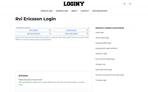 Rvi Ericsson Login ✔️ One Click Login - Loginy