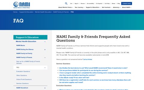 NAMI Family & Friends Frequently Asked Questions