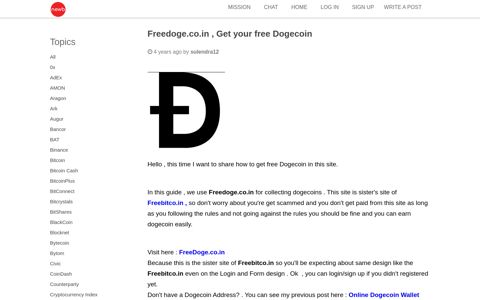 Freedoge.co.in , Get your free Dogecoin • Newbium