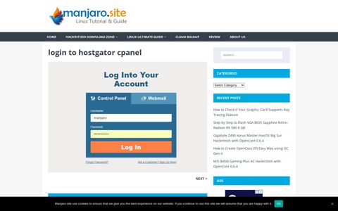 login to hostgator cpanel | Manjaro dot site
