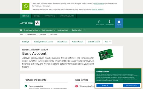 Basic Account - UK Bank Accounts - Lloyds Bank
