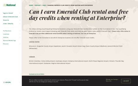 Earning Emerald Club credits from renting with Enterprise ...