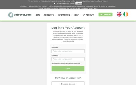 My Account | Getcover.com - Travel Insurance