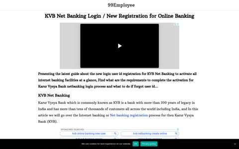 KVB Net Banking Login & New Registration for Online Banking