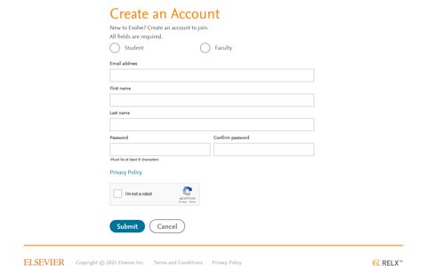 Create account - Evolve - Elsevier