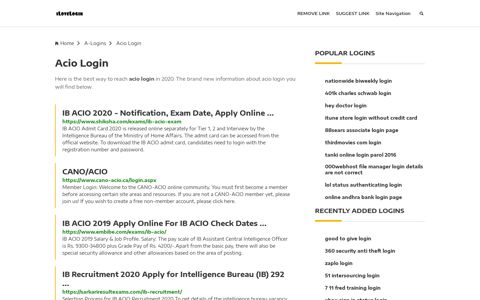 Acio Login ❤️ One Click Access