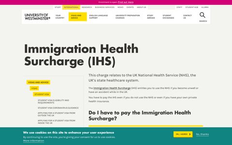 Immigration Health Surcharge (IHS) - University of Westminster