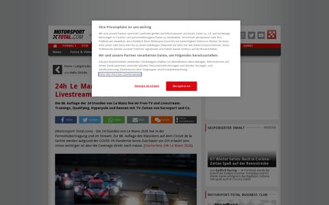 24h Le Mans 2020: TV-Übertragung und Livestream in der ...