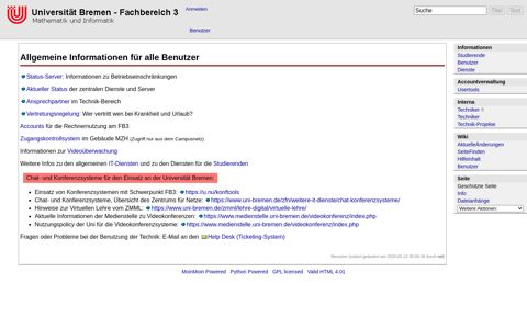 Benutzer - FB3-Technik-Wiki - Uni Bremen