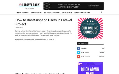 How to Ban/Suspend Users in Laravel Project - Laravel Daily