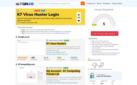 K7 Virus Hunter Login
