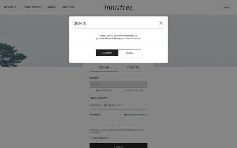 Sign In & Register - Natural benefits from JEJU island - Innisfree