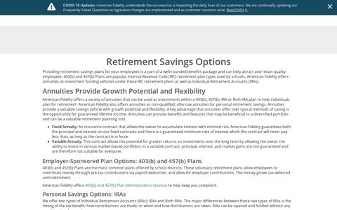 Retirement Savings Options | American Fidelity