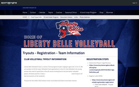 Tryouts - Registration - Team Information