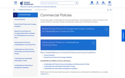 Commercial Policies | UHCprovider.com