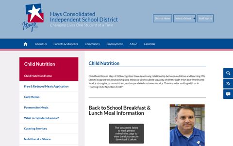 Child Nutrition / Child Nutrition Home - Hays CISD