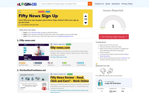 Fifty News Sign Up - A database full of login pages from all ...