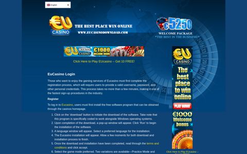Eucasino—Login & Rejoice In Bonuses, + € 350 & 150 Free ...