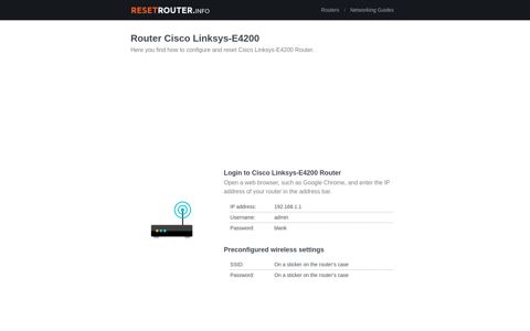 How to Configure and Reset Cisco Linksys-E4200 Router