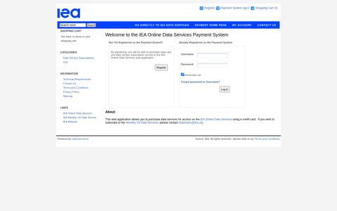 IEA Online Data Services. Login