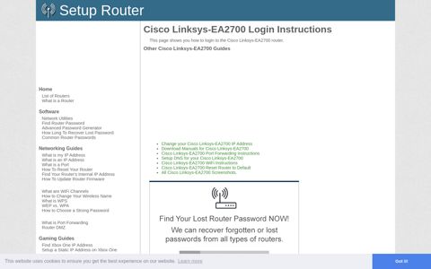 How to Login to the Cisco Linksys-EA2700 - SetupRouter