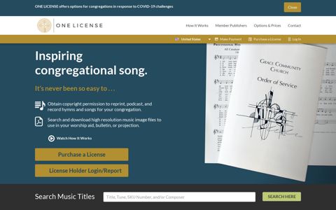 ONE LICENSE | church music copyright permissions