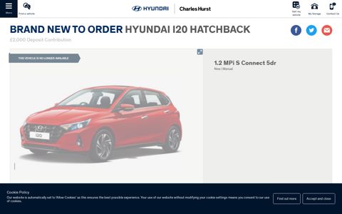 New I20 HYUNDAI 1.2 MPi S Connect 5dr 2020 | Lookers