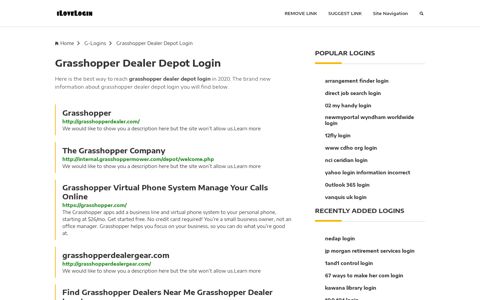 Grasshopper Dealer Depot Login ❤️ One Click Access - iLoveLogin