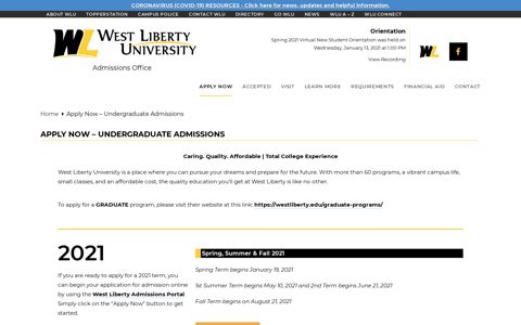 Apply Now - West Liberty University