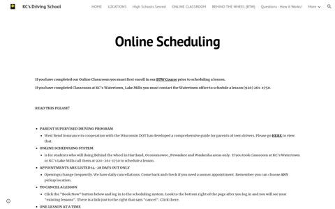 Online Scheduling - KC's Driving School