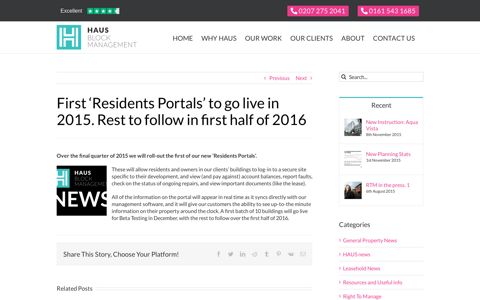 HAUS News: Residents Portals - HAUS Block Management