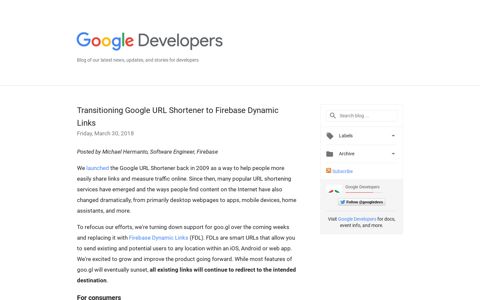 Transitioning Google URL Shortener to Firebase Dynamic Links