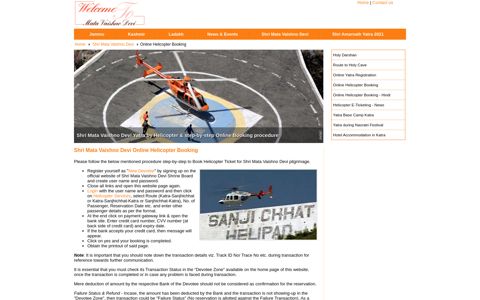 Shri Mata Vaishno Devi Yatra | Online Helicopter Booking