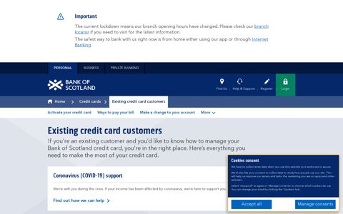 Existing Customer | Credit Cards | Bank of Scotland
