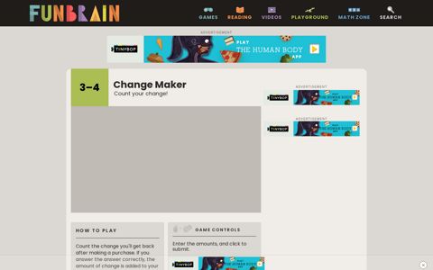 Change Maker - a game on Funbrain