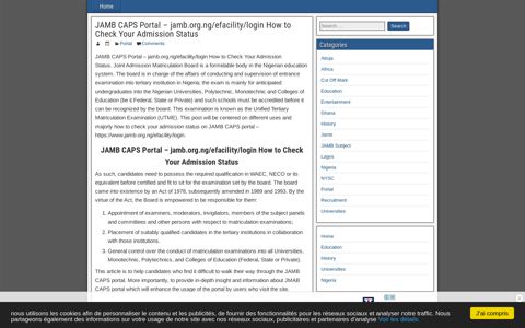 JAMB CAPS Portal - jamb.org.ng/efacility/login How to Check ...
