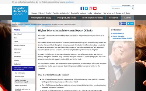 Higher Education Achievement Report (HEAR) - Kingston ...