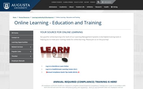 Online Learning - Education and Training - Augusta University