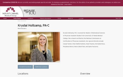 Krystal Holtcamp, PA-C | Neurosurgery | Mount Carmel ...