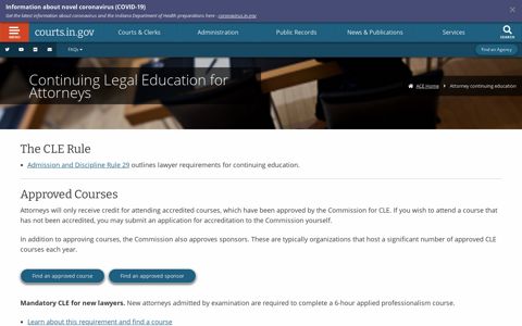 Continuing legal education for attorneys - IN.gov