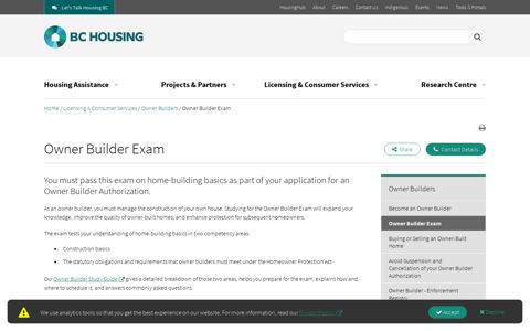 Owner Builder Exam - BC Housing