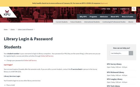 Library Login & Password | KPU.ca - Kwantlen Polytechnic ...