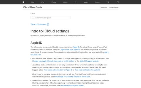 Intro to iCloud settings - Apple Support