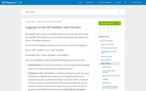 Logging in to the GFI FaxMaker web interface - GFI Software