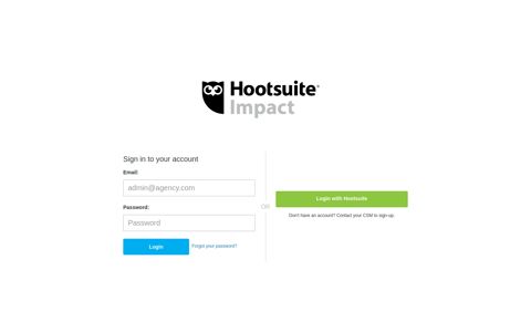 Hootsuite Impact - Login