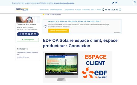 EDF OA Solaire espace client, espace producteur : Connexion